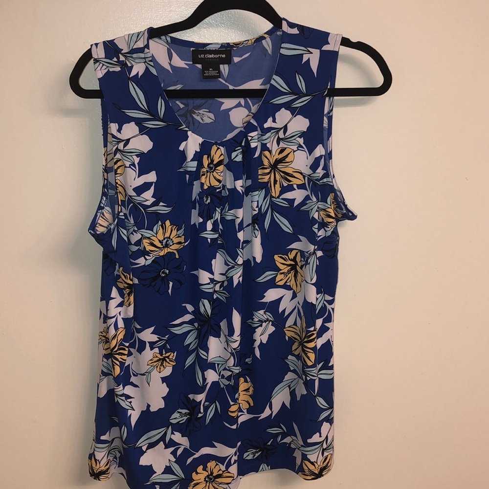 Liz Claiborne Tank Top Size XL Color Blue White